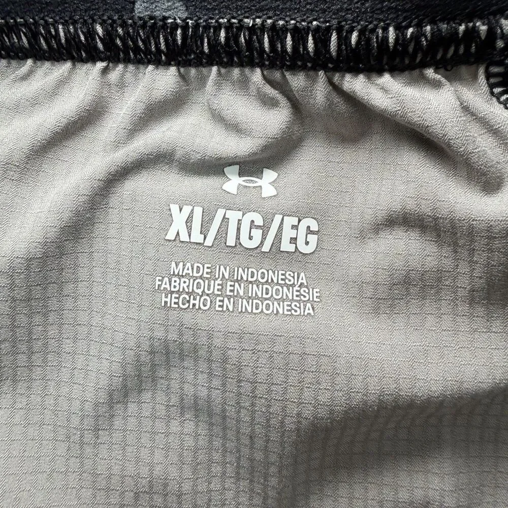Under Armour Athletic Shorts Mens Size XL Black Gray Camo 34x9 Drawstring Gym